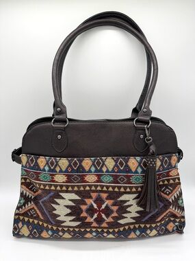 Sam & Hadley Brown shoulder Bag Embroidered Boho Aztec Western